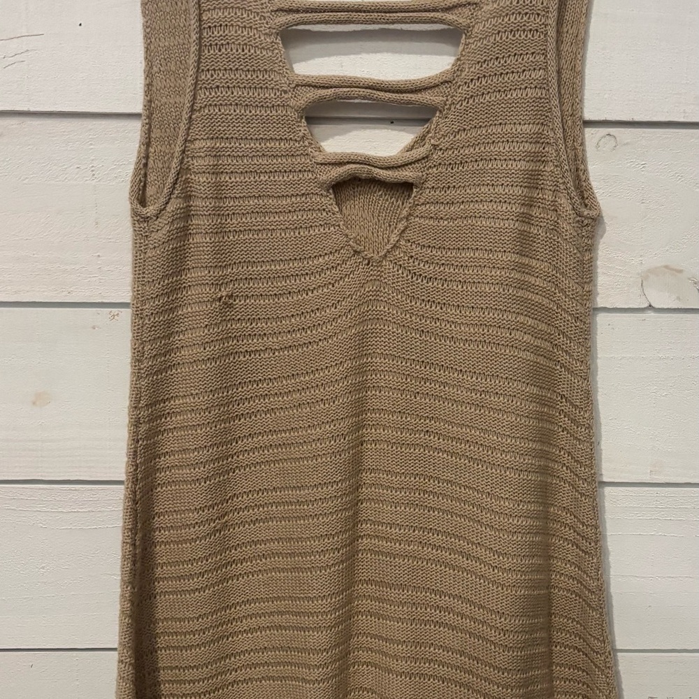 Michael Kors Tan Ribbed Cut Out Sleeveless cover up - Picture 10 of 10